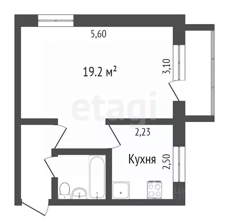 1-к кв. Тюменская область, Тюмень Севастопольская ул., 21 (30.7 м) - Фото 2