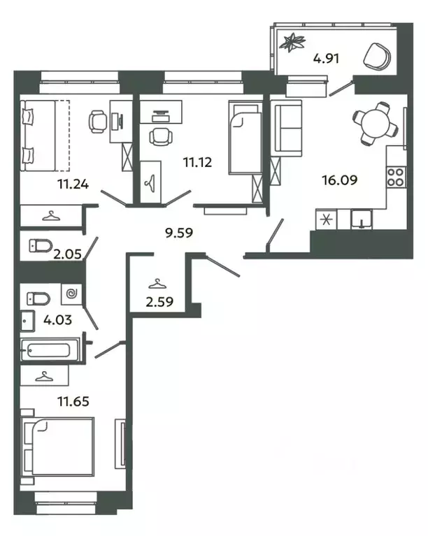 3-к кв. Ленинградская область, Ломоносовский район, Аннинское ... - Фото 1