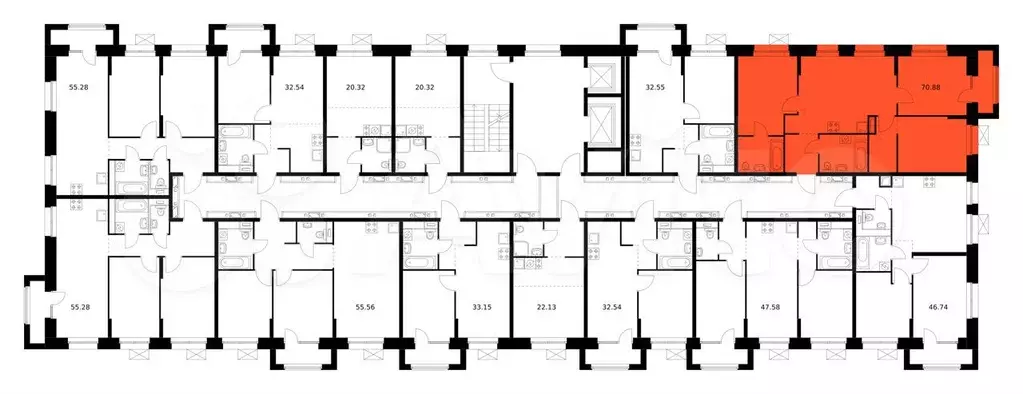 3-к. квартира, 70,9 м, 8/10 эт. - Фото 1