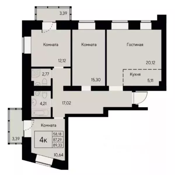 4-к кв. Красноярский край, Красноярск ул. Елены Стасовой, 80 (88.9 м) - Фото 1