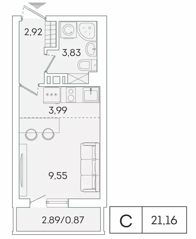Квартира-студия: Мурино, Графская улица, 6к1 (20.2 м) - Фото 0
