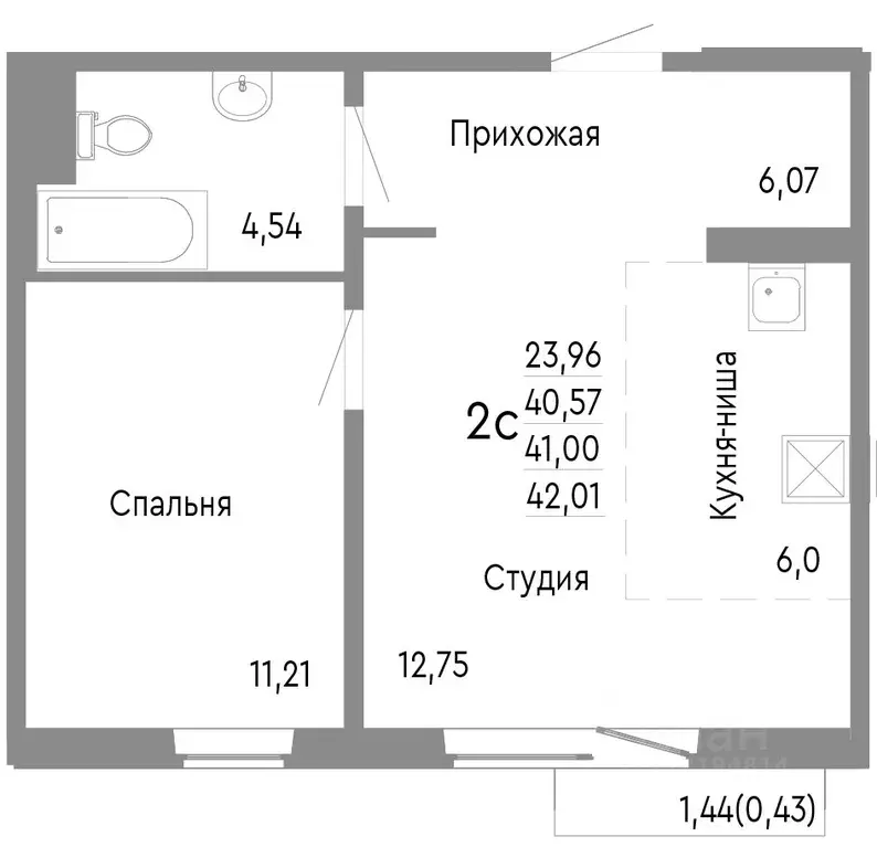 2-к кв. Челябинская область, Челябинск Нефтебазовая ул., 1к2 (41.0 м) - Фото 0