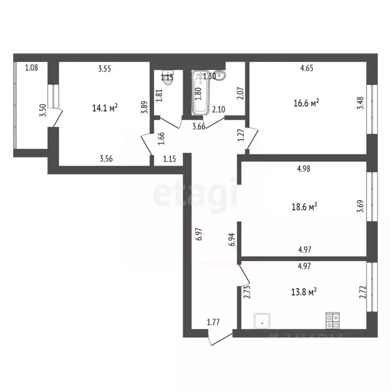 3-к кв. Тамбовская область, Тамбов Кронштадтская ул., 13 (85.3 м) - Фото 1