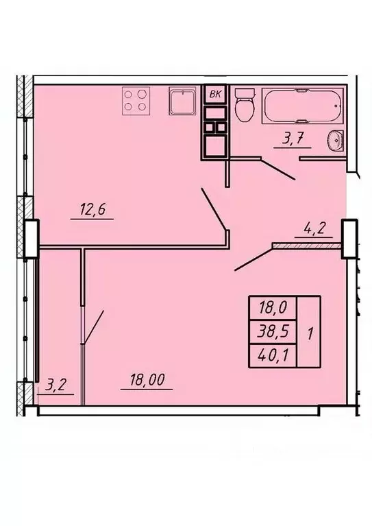 1-к кв. Ивановская область, Иваново Видный мкр,  (40.1 м) - Фото 0