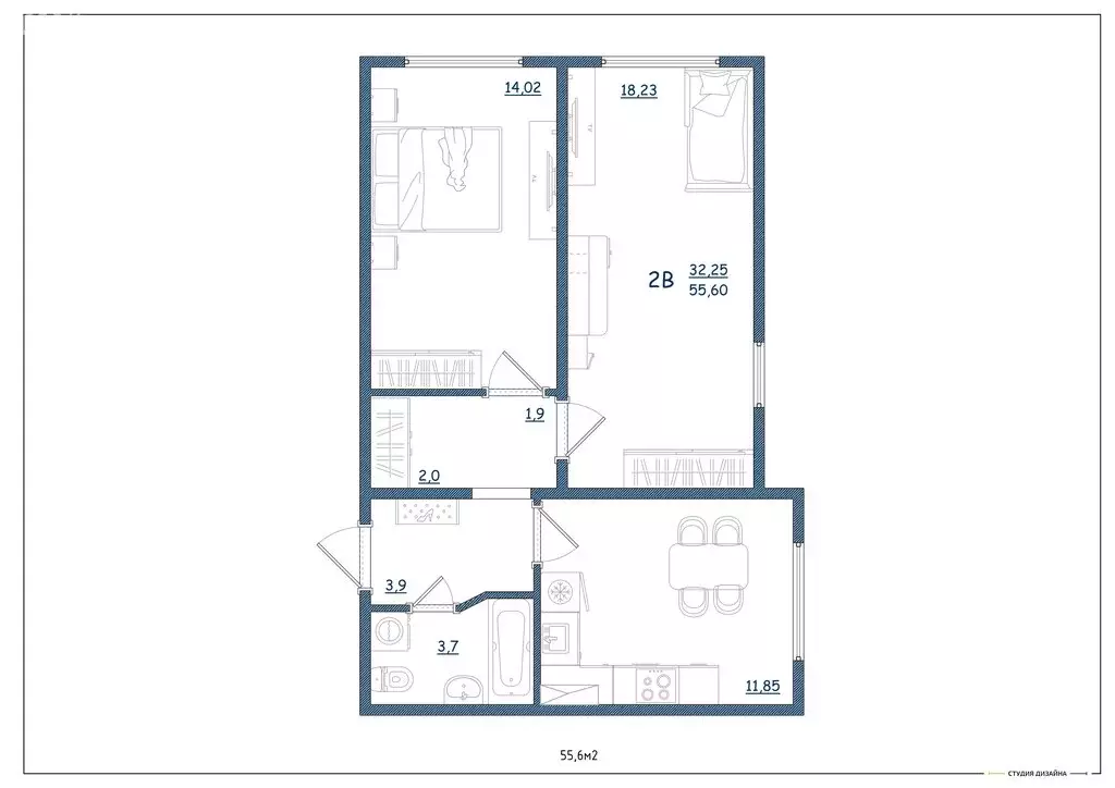 2-комнатная квартира: Тверь, улица Левитана, 93А (55.6 м) - Фото 2