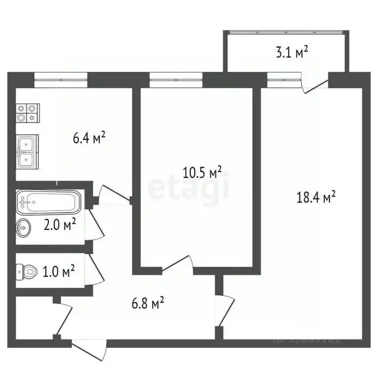 2-к кв. Ростовская область, Ростов-на-Дону ул. Оганова, 7 (46.0 м) - Фото 1