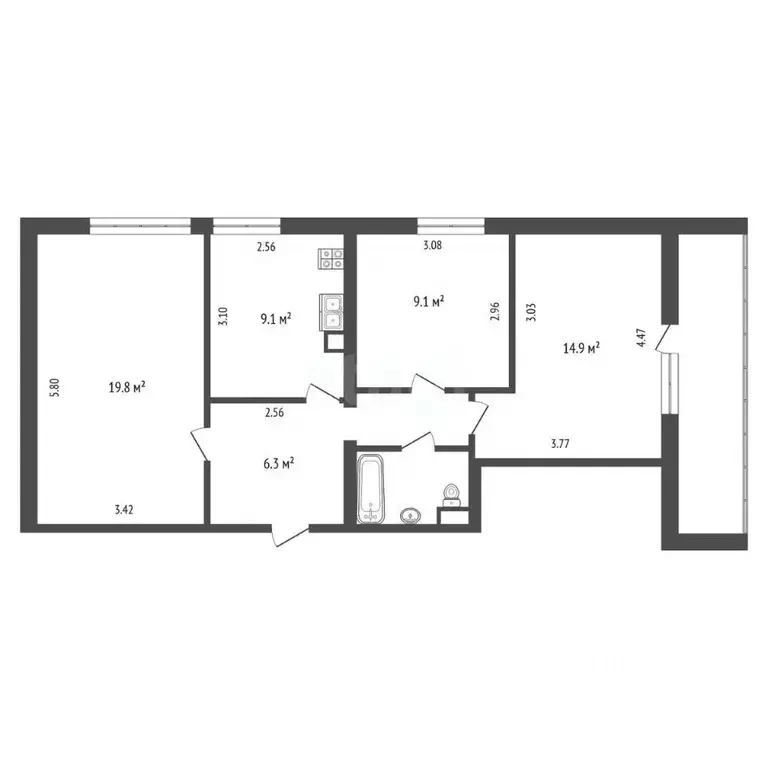 3-к кв. Московская область, Одинцовский городской округ, ... - Фото 2