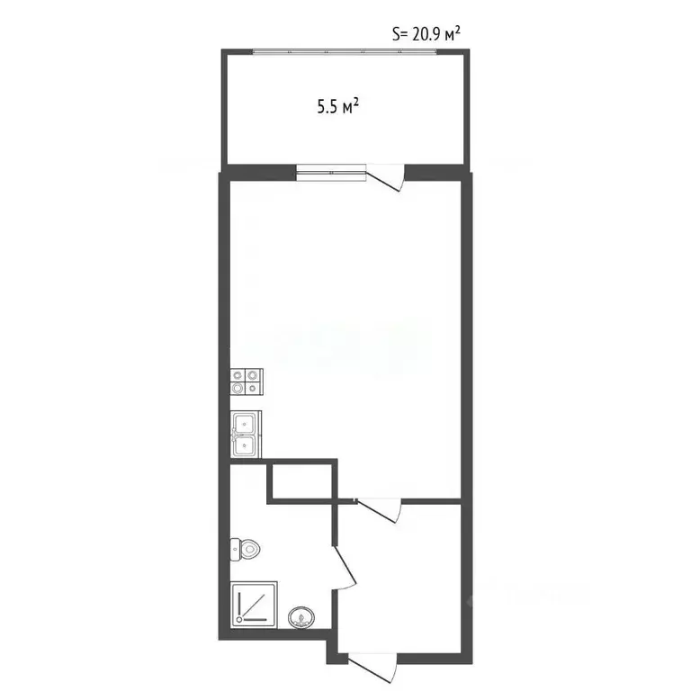 Студия Санкт-Петербург Октябрьская наб., 86К2 (20.9 м) - Фото 2