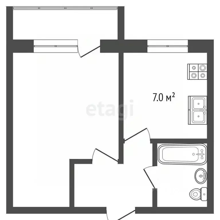 1-к кв. Ростовская область, Аксай ул. Платова, 68 (35.2 м) - Фото 1