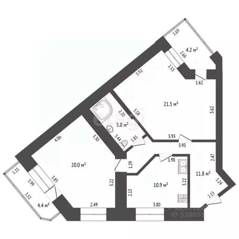 2-к кв. Ростовская область, Ростов-на-Дону ул. Еременко, 68/74 (78.0 ... - Фото 1