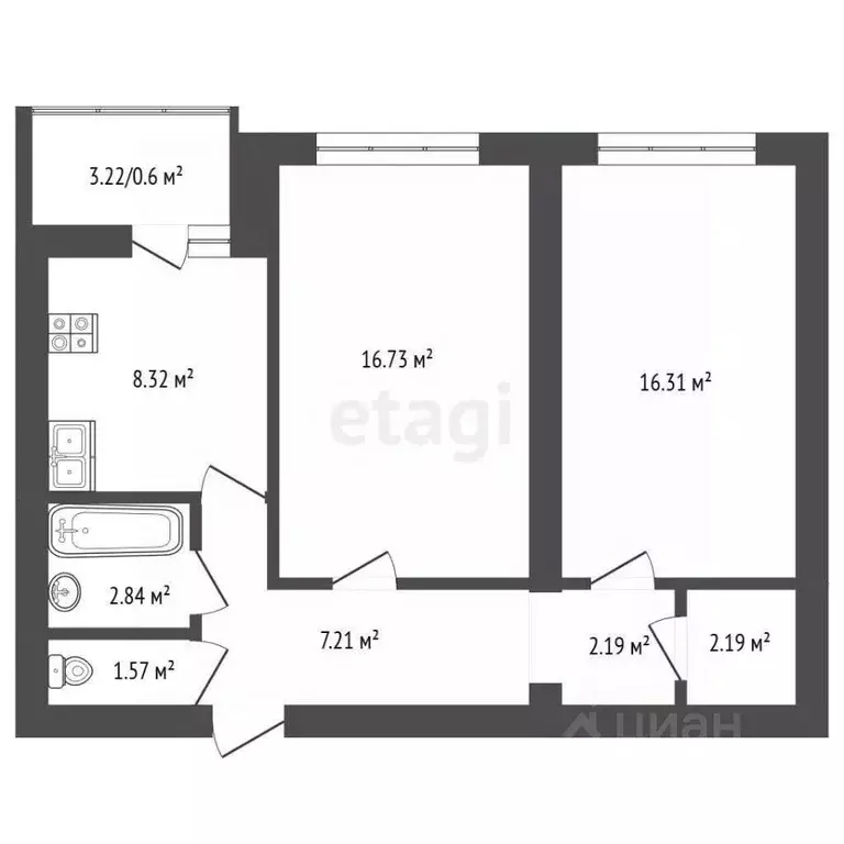 2-к кв. Самарская область, Самара просп. Карла Маркса, 295Б (60.0 м) - Фото 2