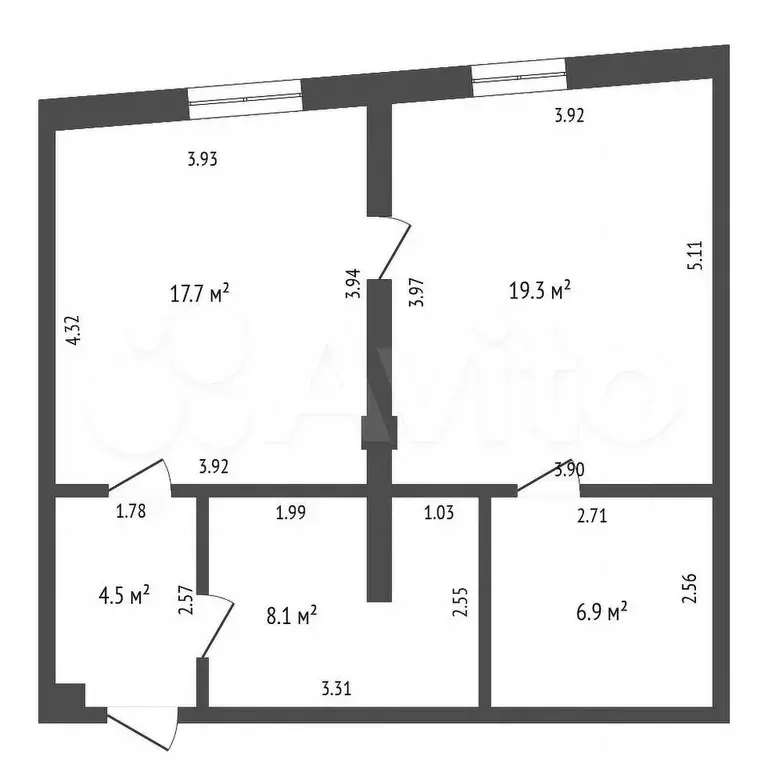 2-к. квартира, 56,5 м, 2/5 эт. - Фото 0