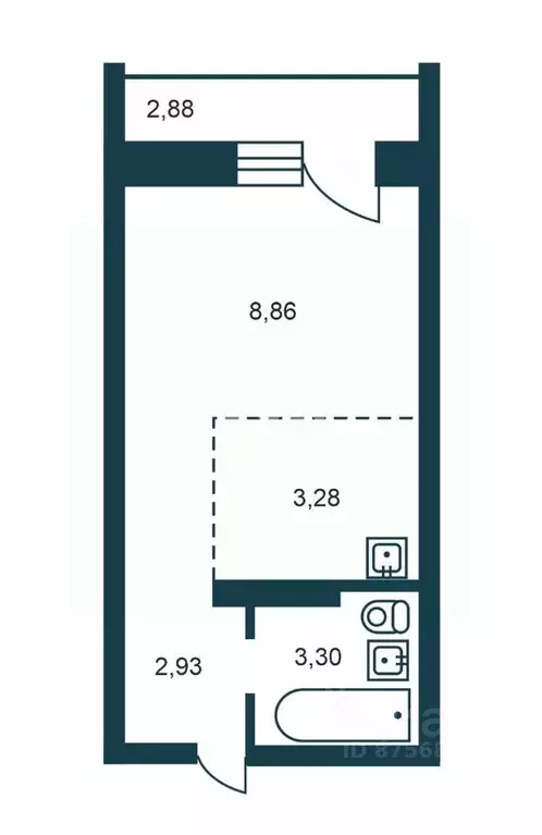 Студия Новосибирская область, Новосибирск ул. Забалуева, 90 (18.0 м) - Фото 2