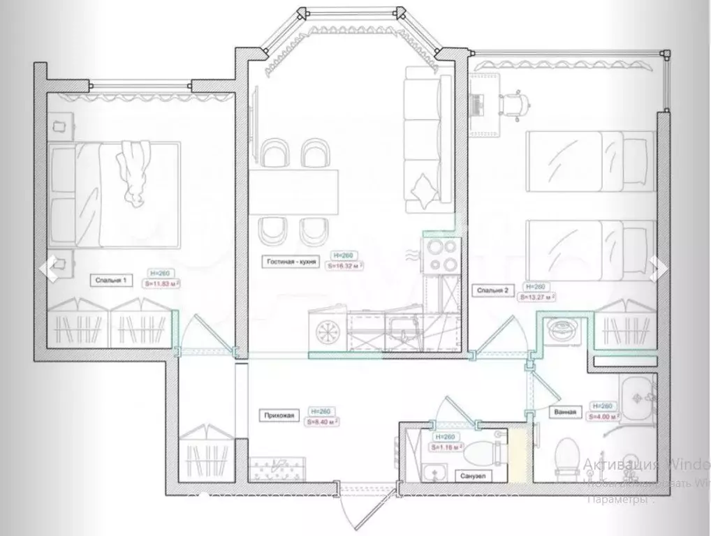 2-к кв. Краснодарский край, Анапа ул. Крылова, 13к3 (55.0 м) - Фото 1