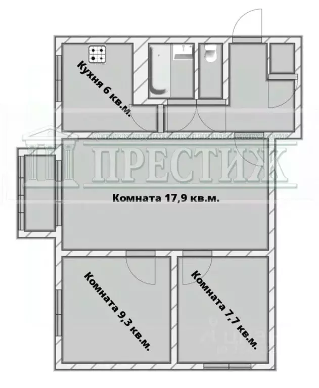 3-к кв. Ивановская область, Шуя Кооперативная ул., 49А (50.7 м) - Фото 1