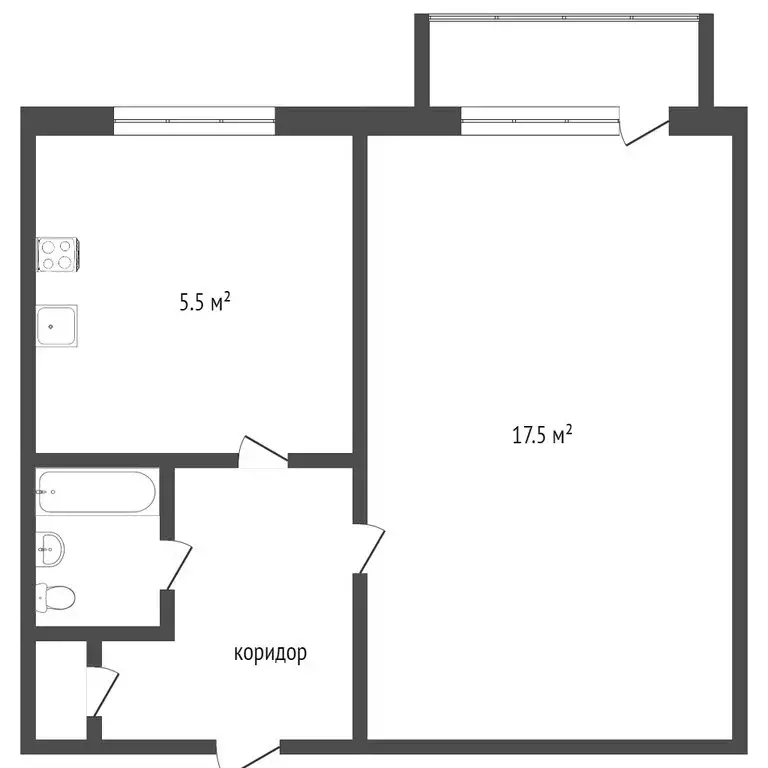 1-комнатная квартира: Балтийск, Московская улица, 2 (31 м) - Фото 0