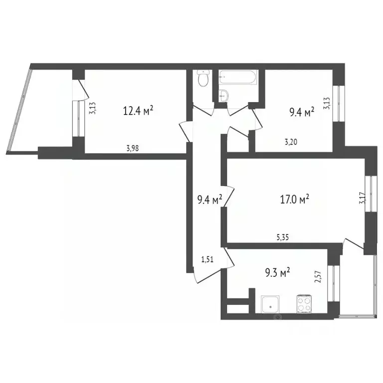 3-к кв. Крым, Симферополь ул. Маршала Жукова (61.1 м) - Фото 2