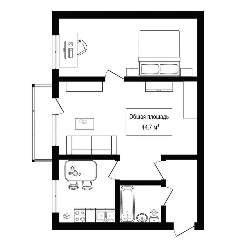 2-комнатная квартира: Новосибирск, улица Гоголя, 35 (44.7 м) - Фото 1