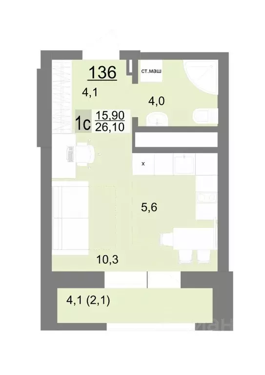 Студия Свердловская область, Екатеринбург ул. Металлургов, 63/1 (26.1 ... - Фото 1