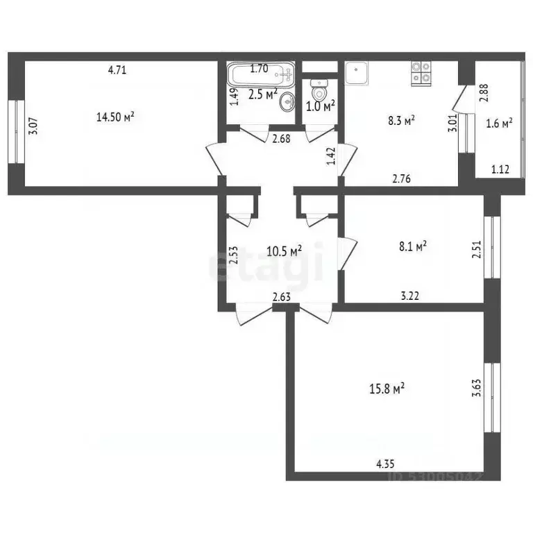 3-к кв. Забайкальский край, Чита ул. Строителей, 75 (62.5 м) - Фото 1
