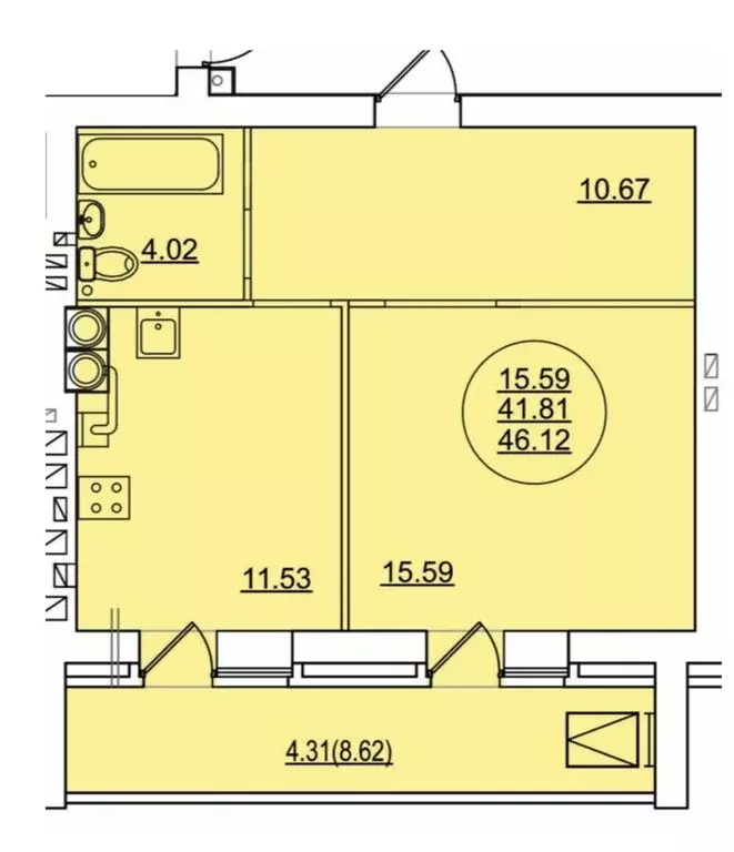 1-комнатная квартира: Йошкар-Ола, 2-я Целинная улица (46.12 м) - Фото 1