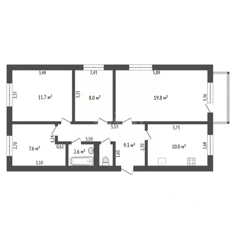 4-к кв. Амурская область, Благовещенск пос. Моховая Падь, Литер кв-л, ... - Фото 2