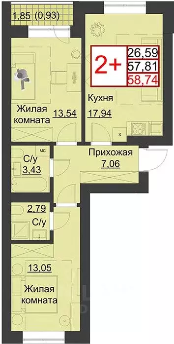 2-к кв. Оренбургская область, Оренбург Гранд Парк жилой комплекс ... - Фото 0