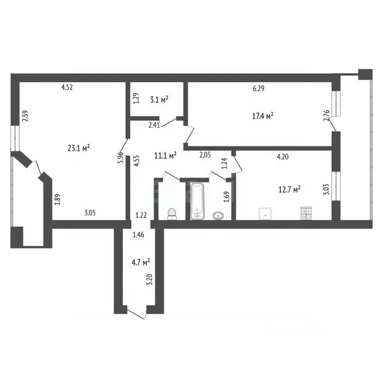 2-к кв. Тюменская область, Тюмень Севастопольская ул., 4/1 (83.2 м) - Фото 2