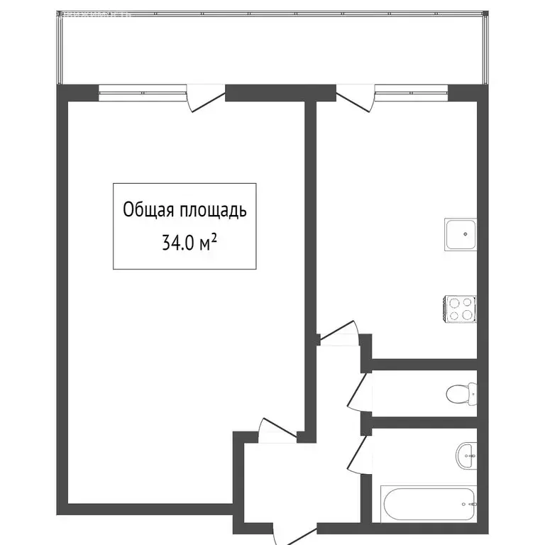 1-комнатная квартира: Томск, Новосибирская улица, 37 (35.7 м) - Фото 1