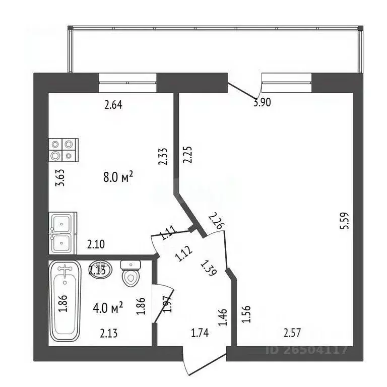 1-к кв. Севастополь просп. Античный, 68 (36.2 м) - Фото 2