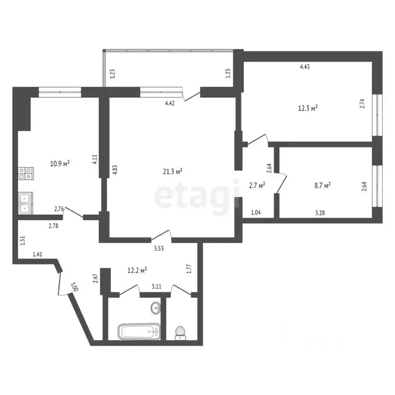 3-к кв. Марий Эл, Йошкар-Ола ул. Прохорова, 16А (74.3 м) - Фото 1