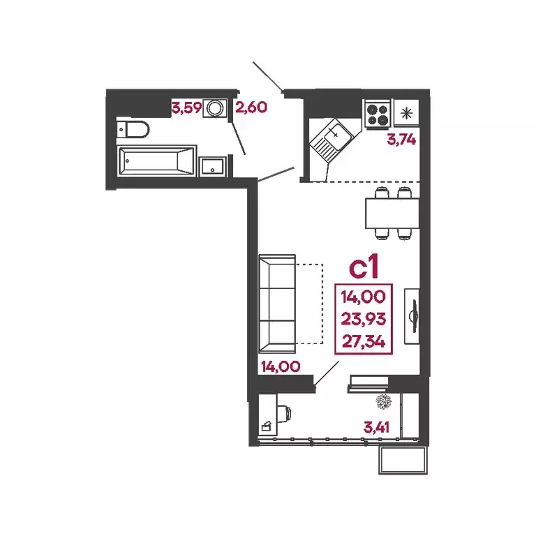 Квартира-студия: Пенза, улица Измайлова, 41В (27.34 м) - Фото 0