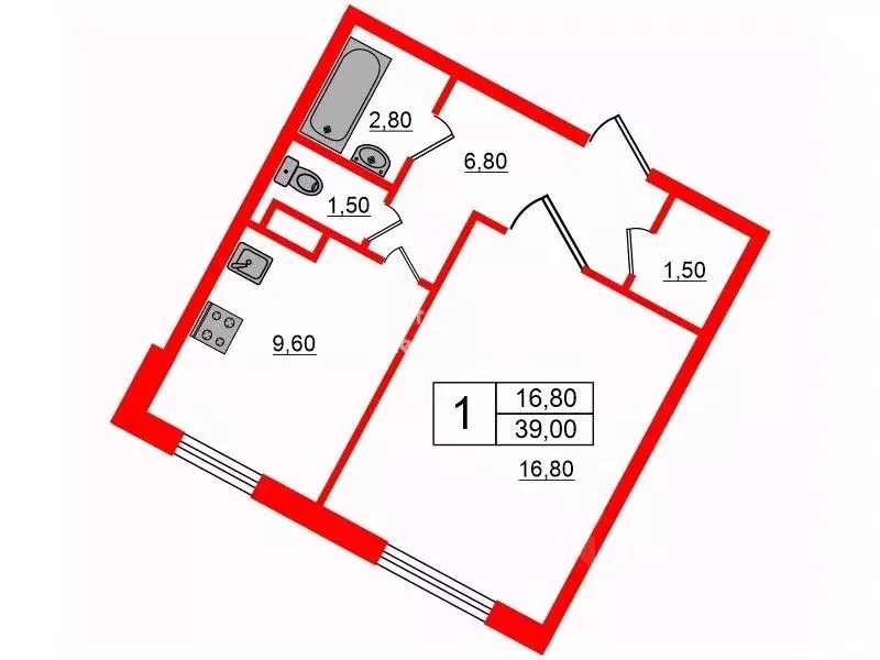 1-к кв. Санкт-Петербург просп. Большевиков, 47к1 (39.0 м) - Фото 1