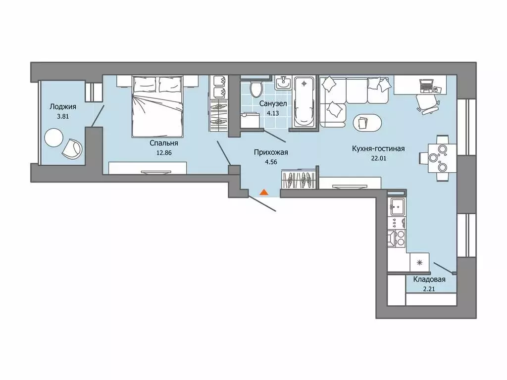 1-комнатная квартира: Пермь, улица Дзержинского, 35А (48 м) - Фото 1