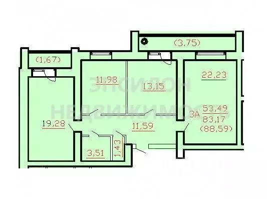 3-к кв. Курская область, Курск Дружининская ул., 26Б (88.6 м) - Фото 1