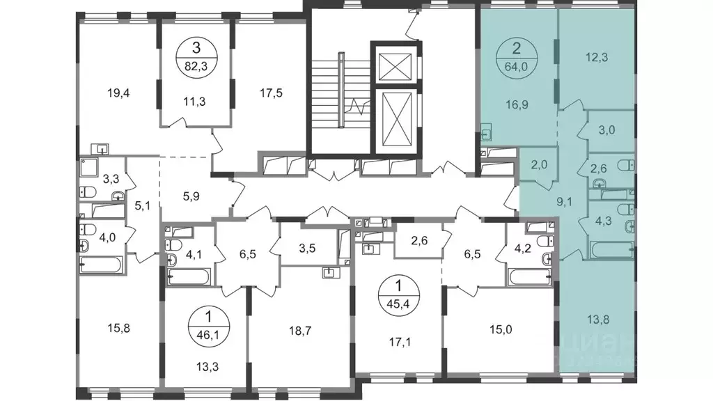 2-к кв. Москва, Москва, Московский г. 9-я фаза, Первый Московский ... - Фото 2