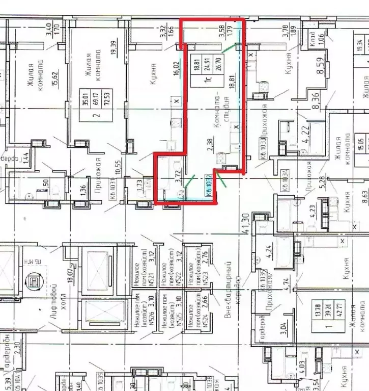 Студия Воронежская область, Воронеж ул. Гаршина, 25к4 (26.7 м) - Фото 2