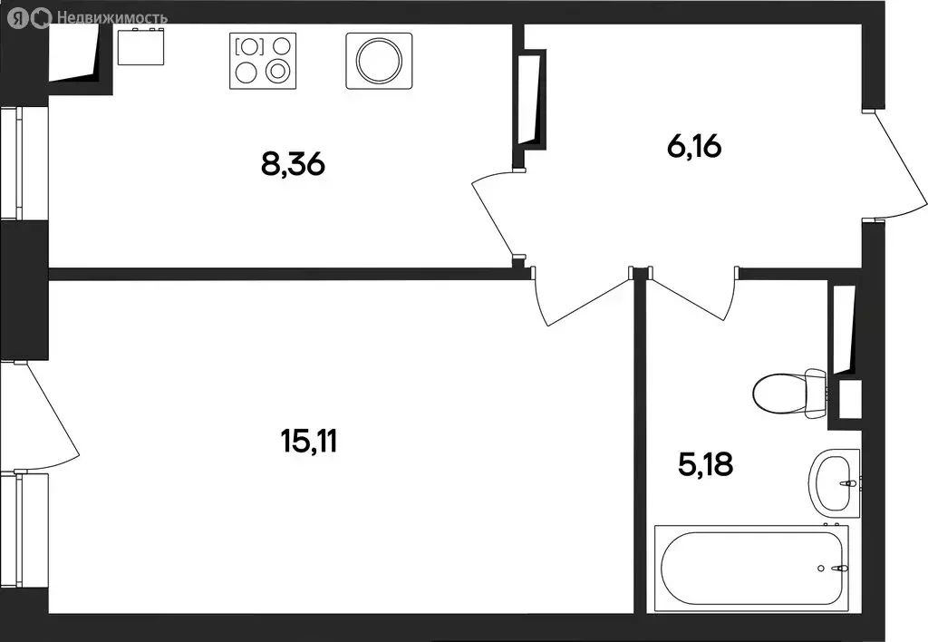 1-комнатная квартира: Заозёрное, жилой комплекс Кубики (34.81 м) - Фото 1