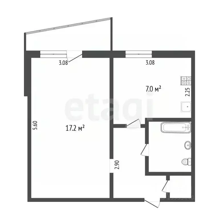1-к кв. Тюменская область, Тюмень ул. 50 лет Октября, 54 (35.1 м) - Фото 2