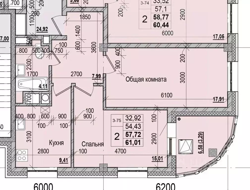 2-к кв. Саха (Якутия), Якутск ул. Чкалова, 47 (57.72 м) - Фото 1