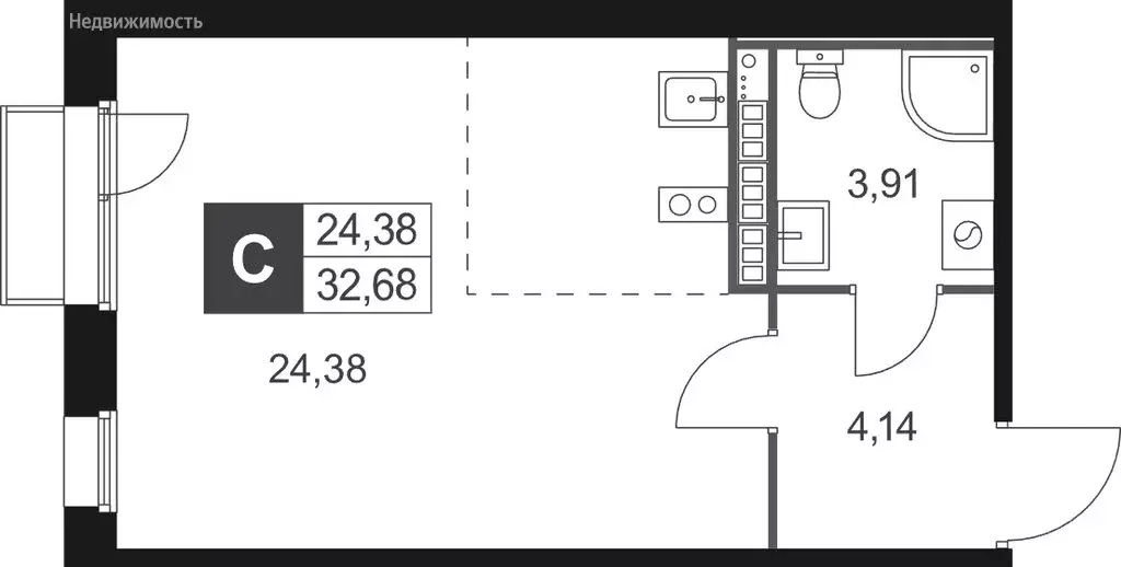 Квартира-студия: Ленинградская область, Гатчинский муниципальный ... - Фото 1