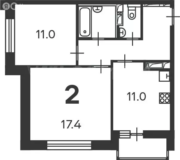 2-комнатная квартира: Москва, Полярная улица, 3 (54 м) - Фото 1