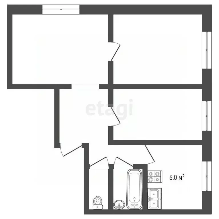 3-к кв. Самарская область, Самара ул. Карбышева, 77 (51.9 м) - Фото 2
