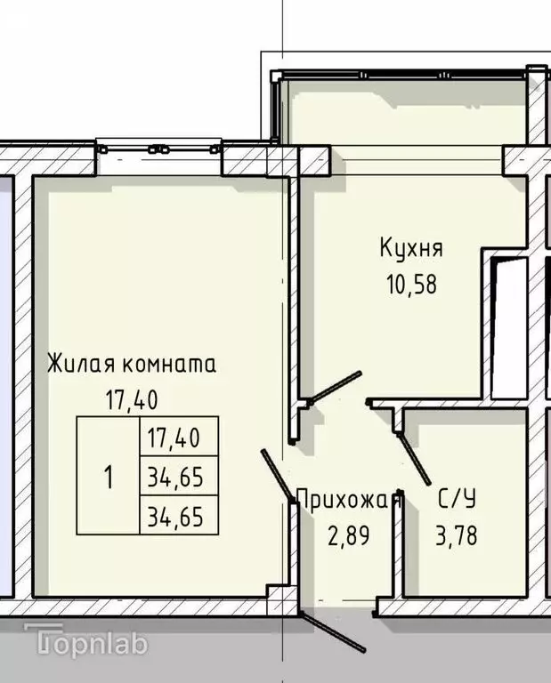 1-комнатная квартира: Нальчик, улица Тарчокова, 127Б (34.7 м) - Фото 0