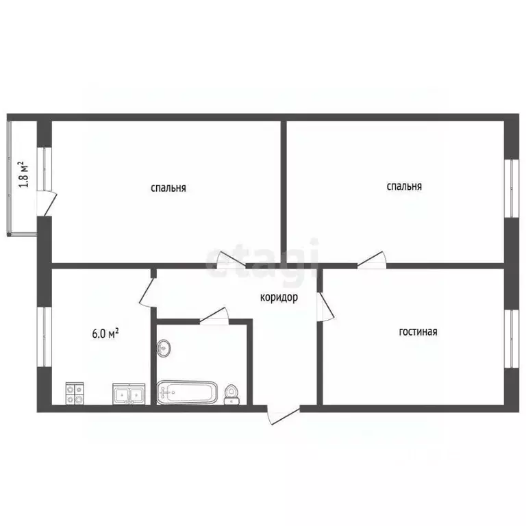 3-к кв. Свердловская область, Тавда ул. Ленина, 36 (58.9 м) - Фото 2