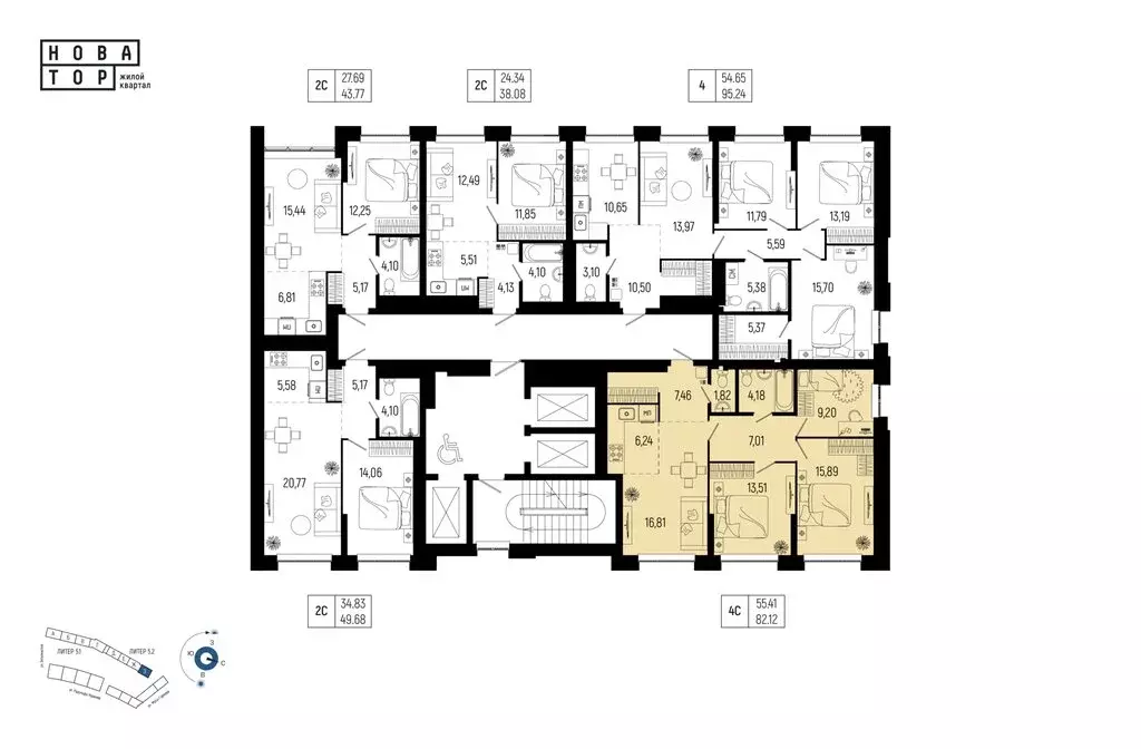 4-комнатная квартира: Уфа, улица Рудольфа Нуреева, 7 (82.12 м) - Фото 2