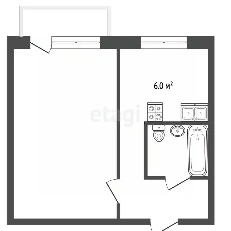 1-к кв. Кемеровская область, Междуреченск ул. Комарова, 2 (32.0 м) - Фото 2