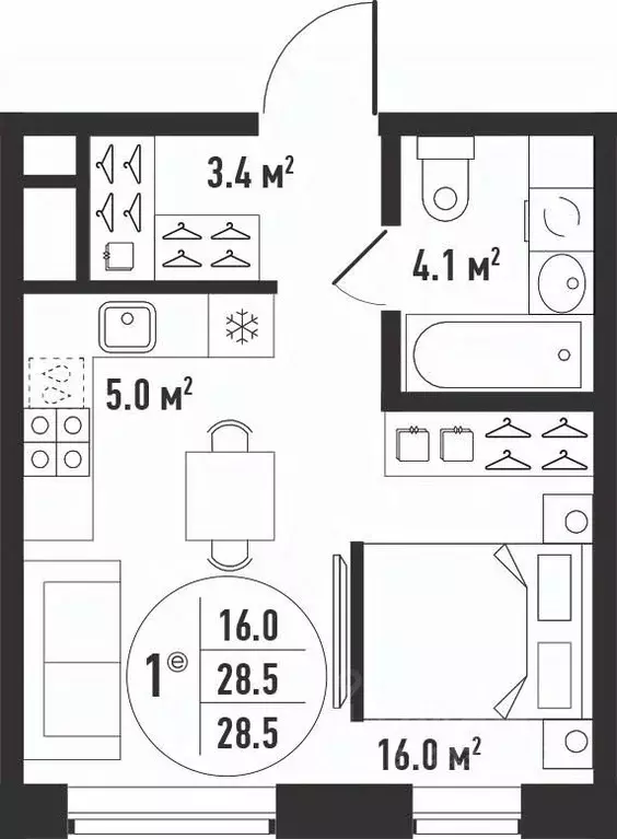 1-к кв. Астраханская область, Астрахань Августовская ул. (28.5 м) - Фото 2