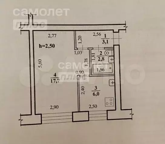 1-к. квартира, 29,6 м, 5/5 эт. - Фото 0