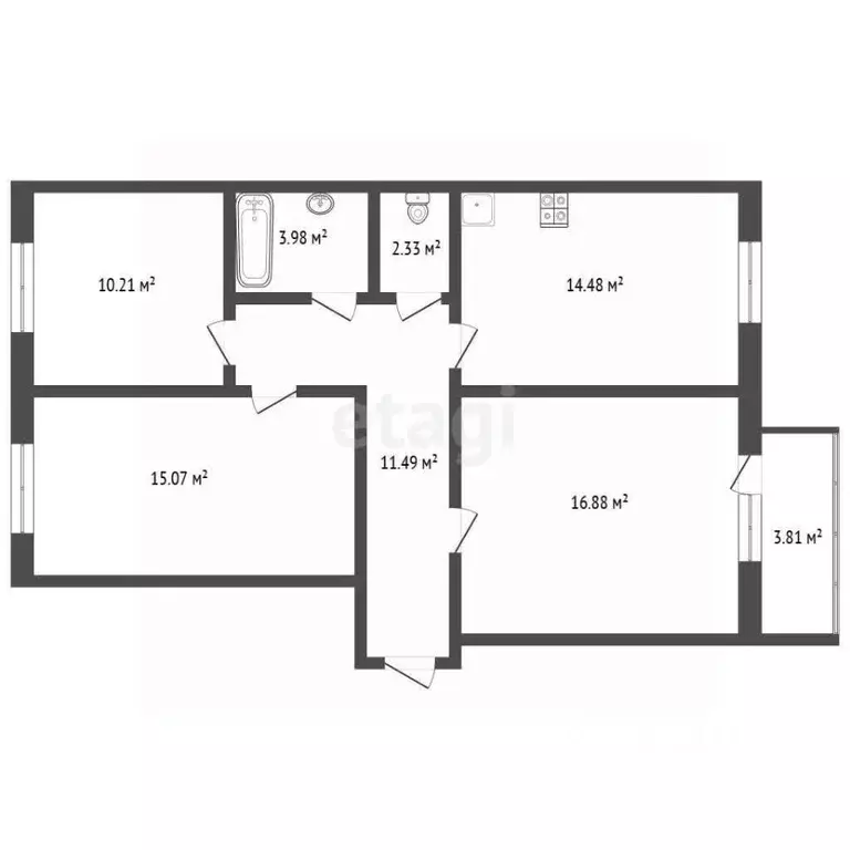 3-к кв. Омская область, Омск ул. Завертяева, 18к11 (72.1 м) - Фото 2